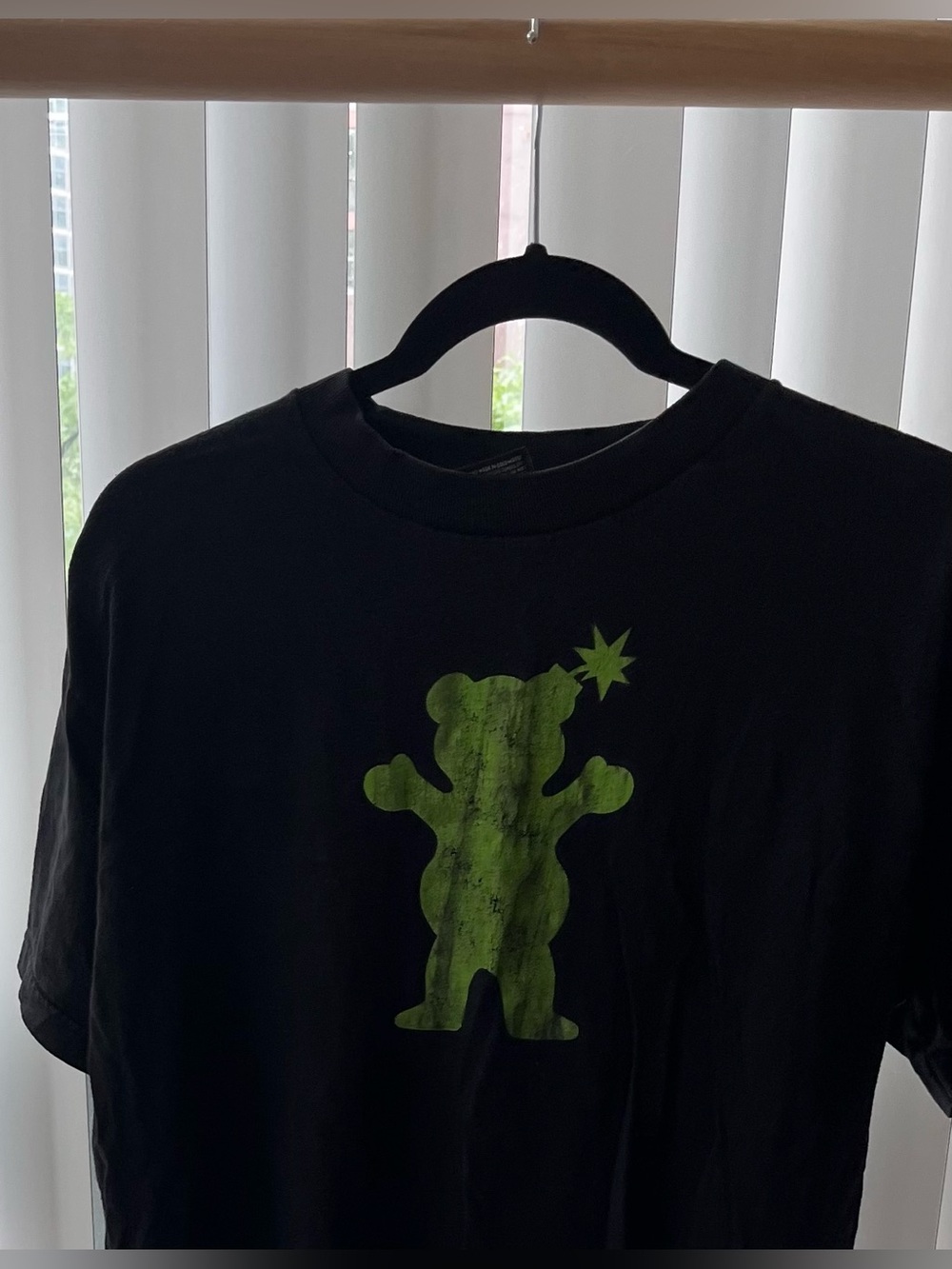 M Men’s The HundredsXGrizzly Black Tee with Lime Green Bear Graphic